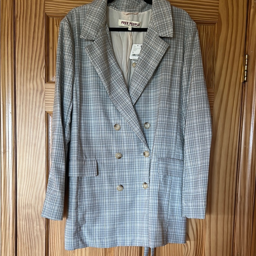 Free People Olivia Blazer in Natural Plaid Combo. NWT XLarge - Picture 11 of 15